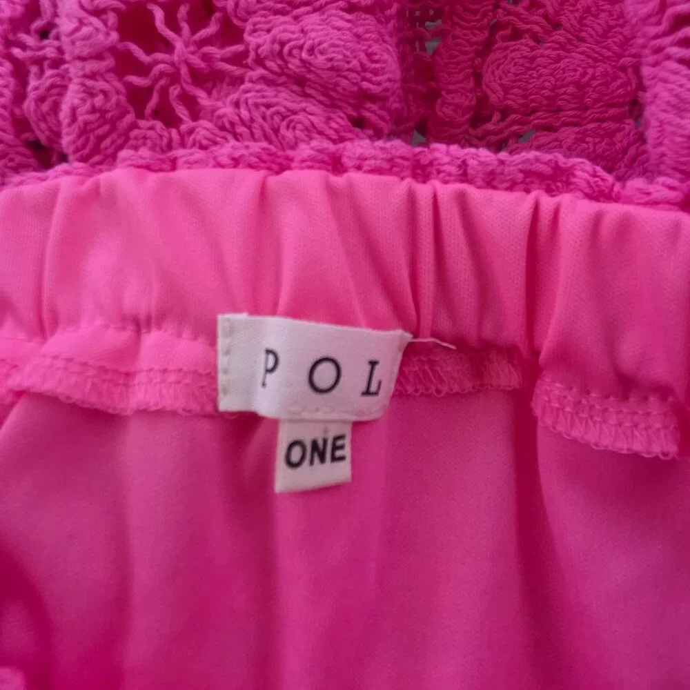 POL Bubblegum Pink Tiered Ruffled Flowy Crochet Maxi Skirt - Picture 5 of 7